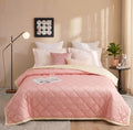 HOMEKART Colour Pop Microfiber Comforter 80x90 Inch | Double Bed Reversible AC Comforter | Soft Quilted Lightweight Blanket | 150 GSM Cozy All Season Comforter (Soft Rose Pink) Kafalo