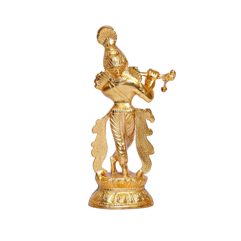 KridayKraft Lord Krishna Metal Statue,Krishna Idol Murti Playing Flute for Temple Pooja,Decor Your Home,Office & Showpiece Figurines Gift Article,Religious Idol...