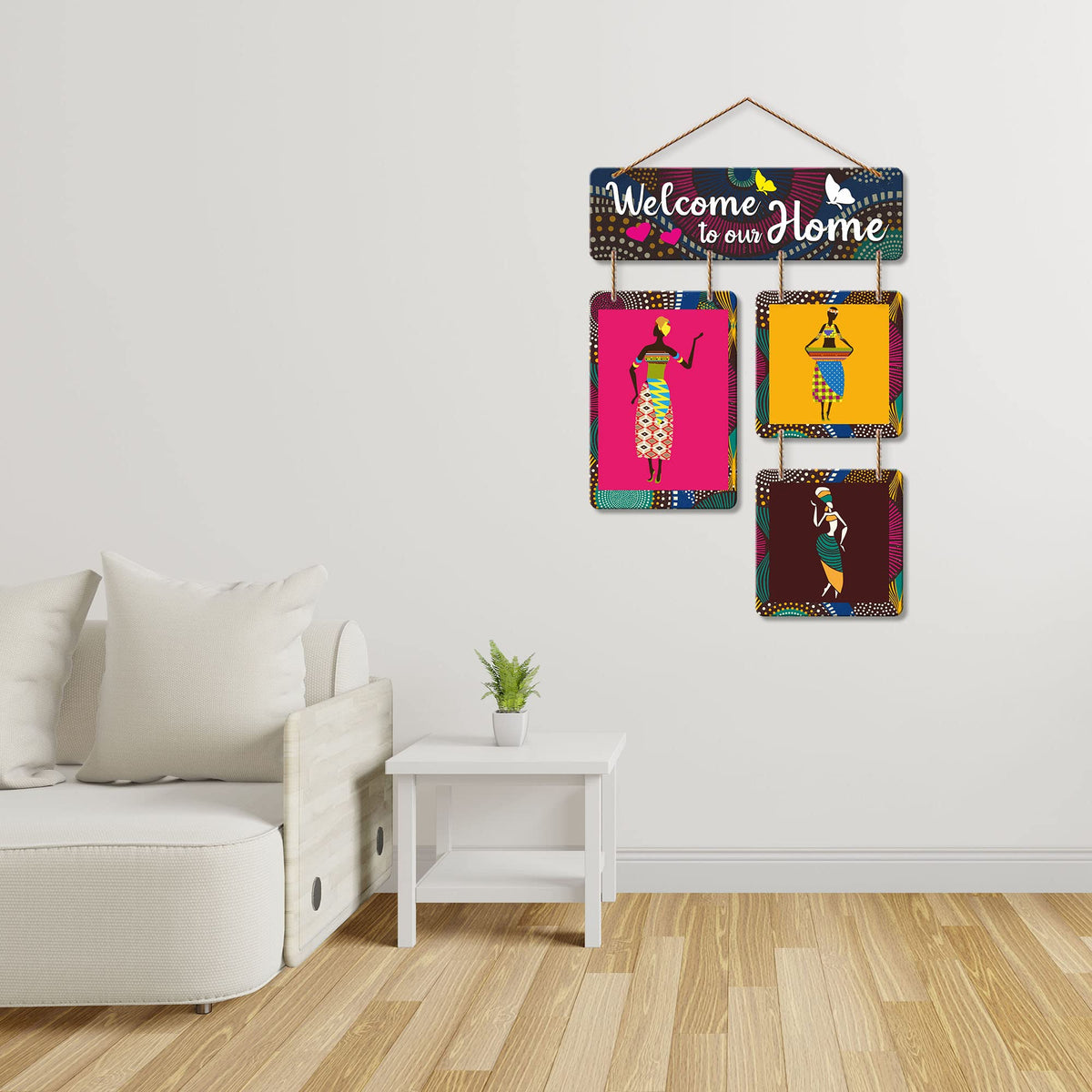 Artvibes Welcome To Our Home Wooden Wall Hanger for Gateway | Quotes Decor Item | Door Quotes Hanging | Wall Poster | Wall Art Print | Gift Items for Home Decor | Wall Accent | Modern Decor (WH_6505N)