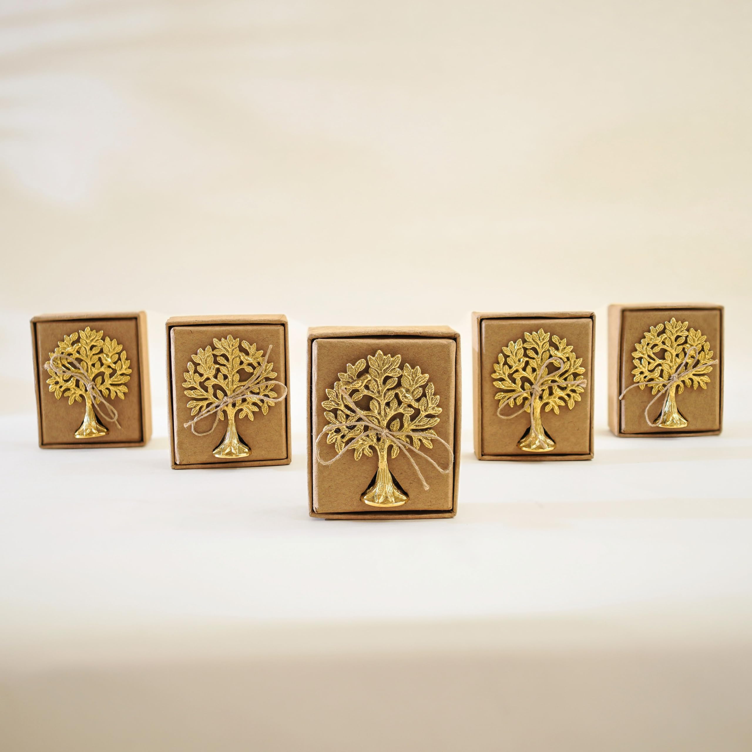 BEHOMA 100% Pure Brass (8.5 cm) Kalpvriksh Tree with Birds Set - Set of 5