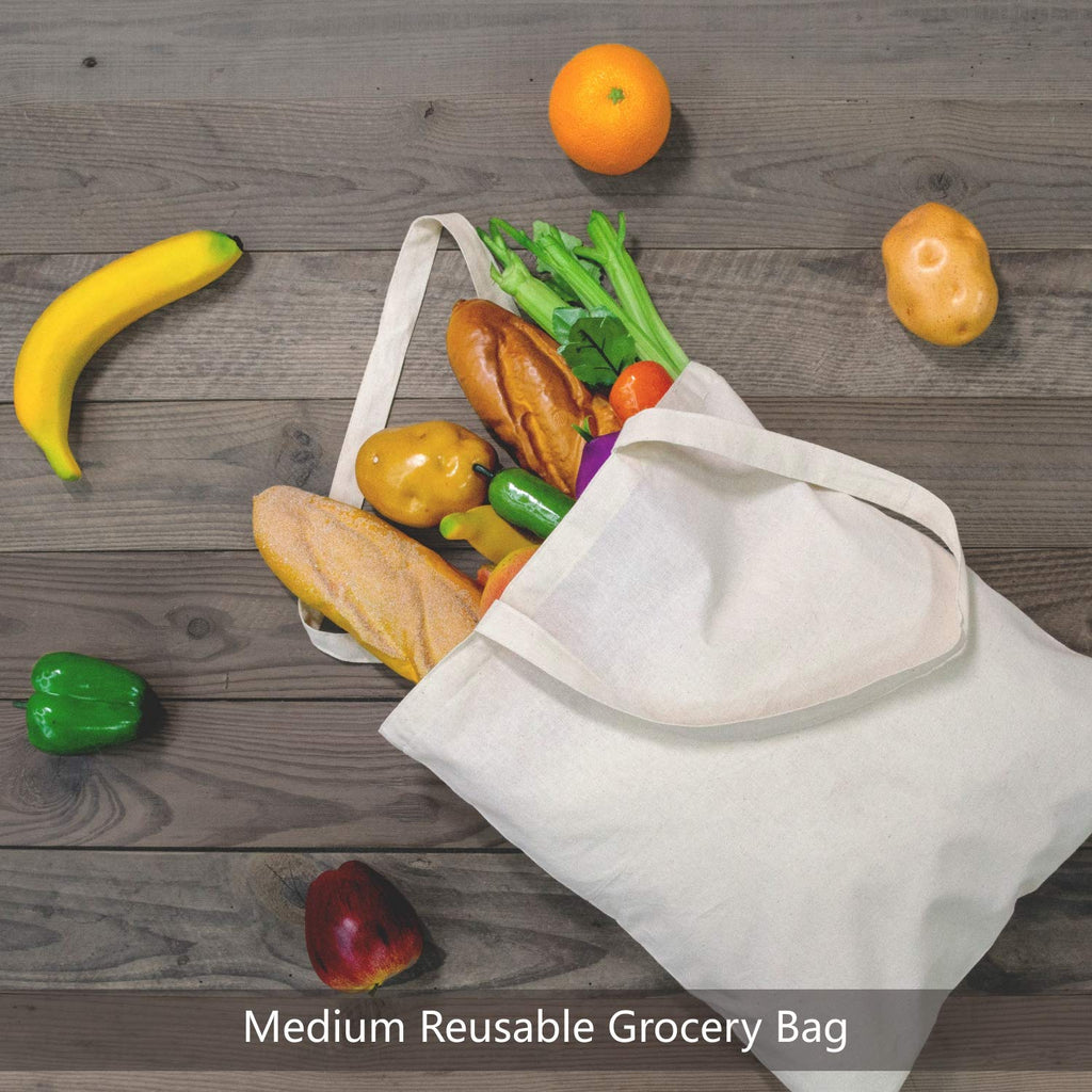 TOPDesign 5 | 12 | 24 | 48 Pack Economical Cotton Tote Bag, Lightweight Medium Reusable Grocery Shopping Cloth Bags, Suitable for DIY, Advertising, Promotion, Gift, Giveaway, Activity (5-Pack)