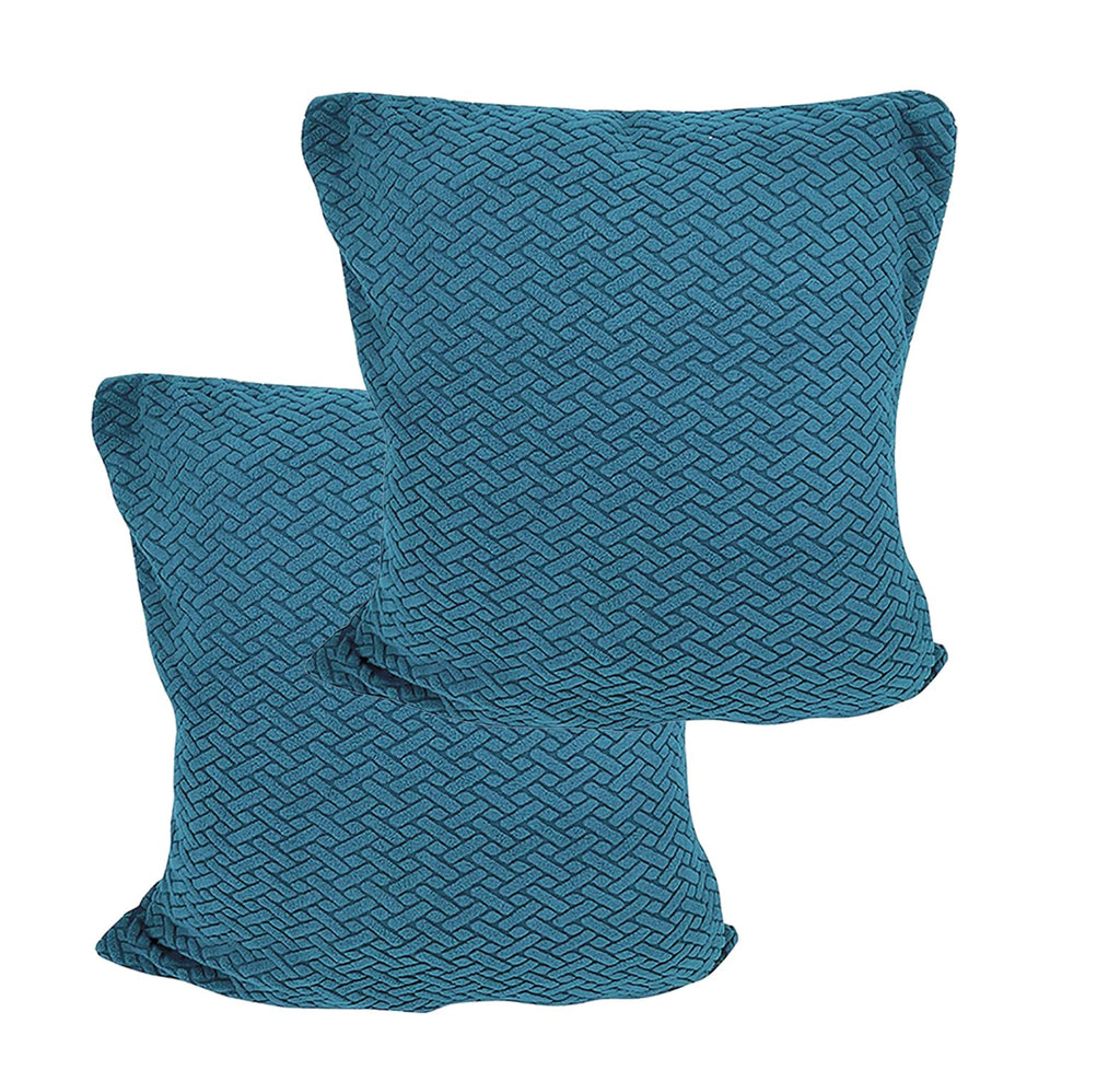 House of Quirk Polar Fleece Fabric Cushion Cover with Zipper Pack of 2 (Teal, 45 x 45 cm)