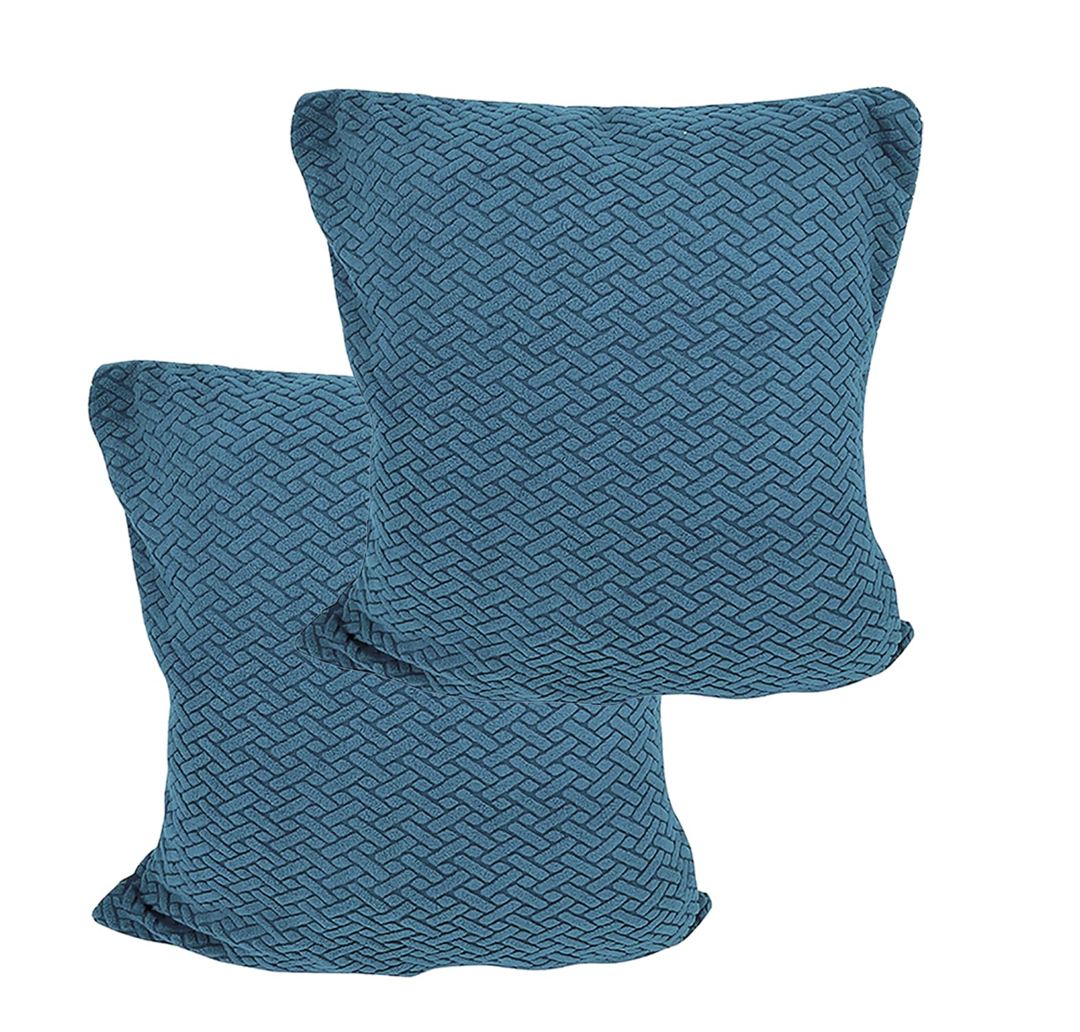 House of Quirk Polar Fleece Fabric Cushion Cover with Zipper Pack of 2 (Teal, 45 x 45 cm)