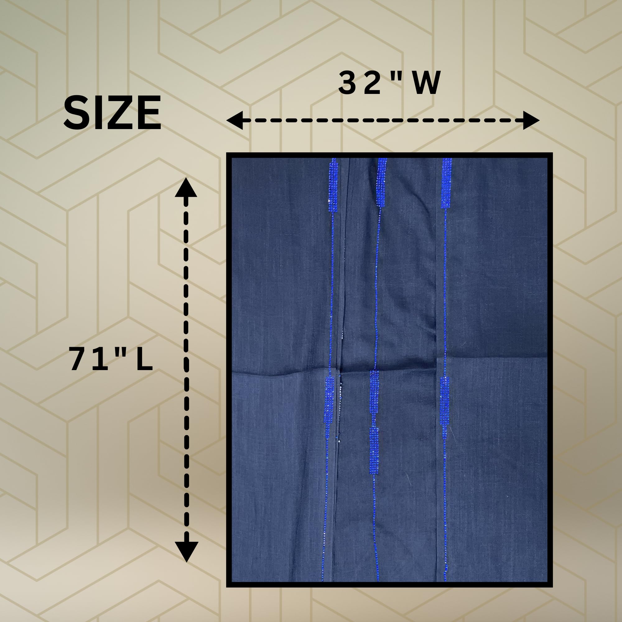 FAHABO Scarf Woman Voile Cotton Scarves with Rhinestone Embellishments | Hijab Scarf | Headscarf | Neck Scarf | Stoles | Wraps Size 71 L x 32 W (Deep Ocean Blue)