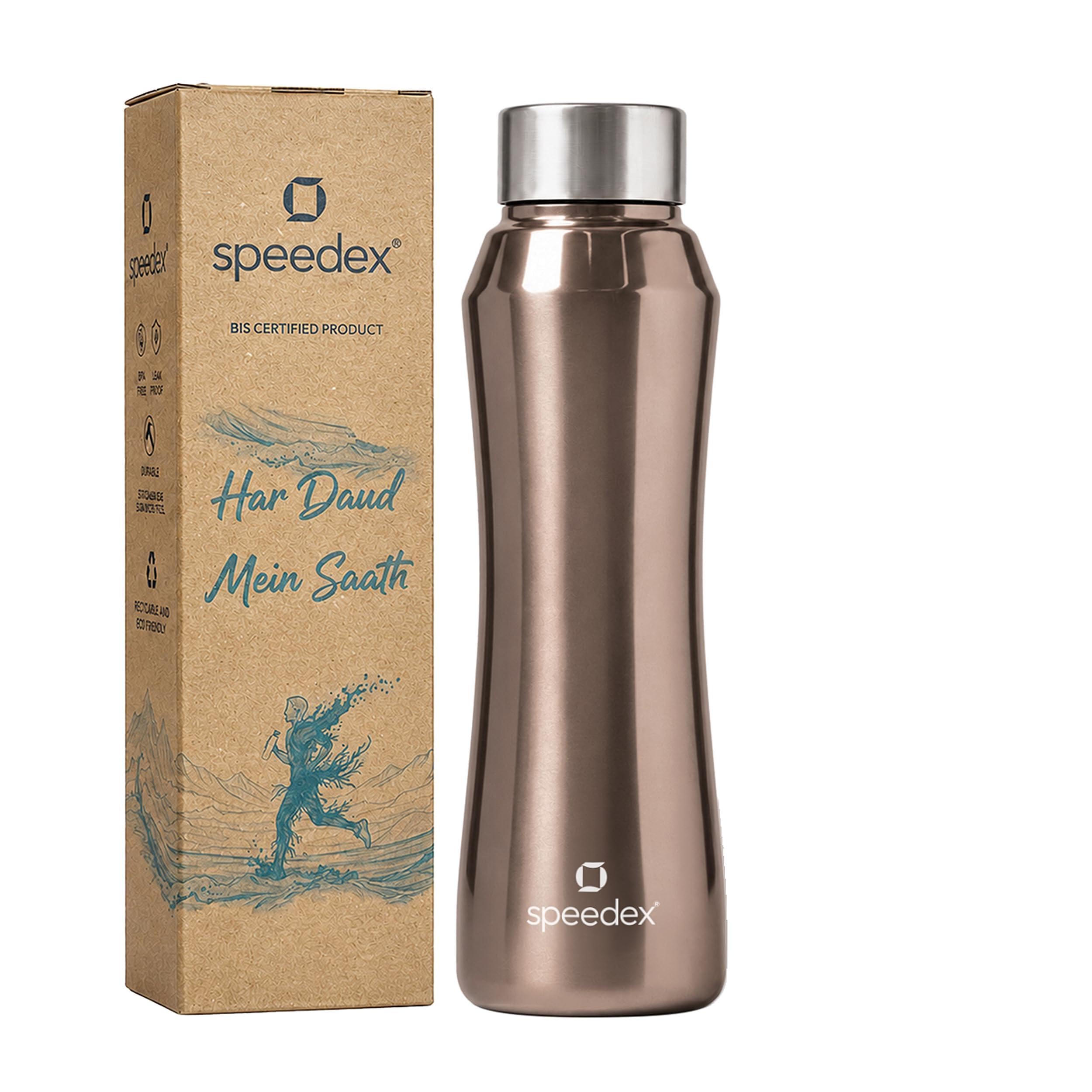 Speedex Stainless Steel Water Bottle 1 Ltr, Leak Proof Screw Cap, BIS Approved 1000 ml Metal Bottle For Daily, Office, School, Gym, Travel Use for Men, Women, Kids, Adults, Copper Gold, Set of 1
