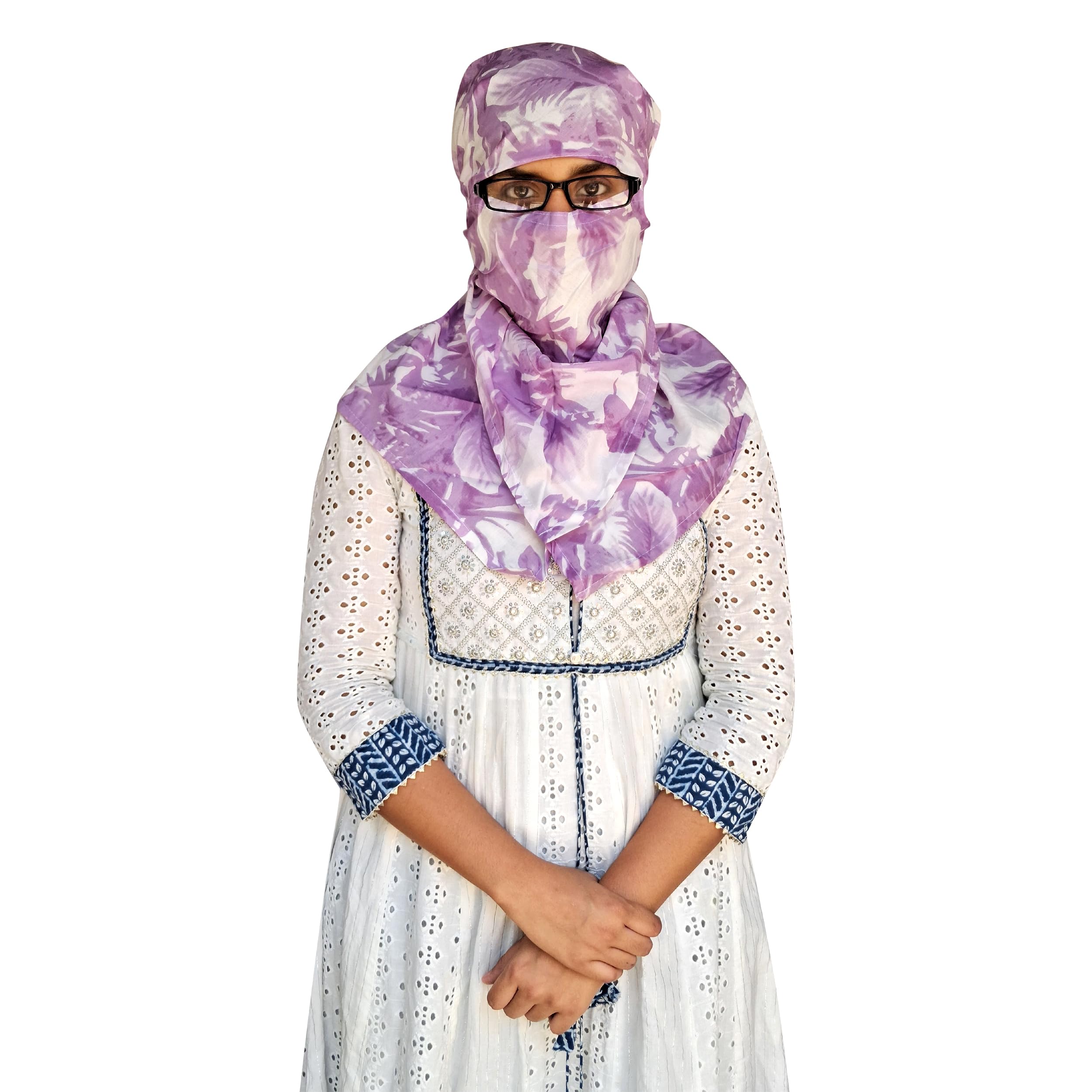 Switchon Rayon Anti Pollution Full face Scarf UV Sun Rays Protection Hijab scarf for women - Free Size (Multi_Pink)