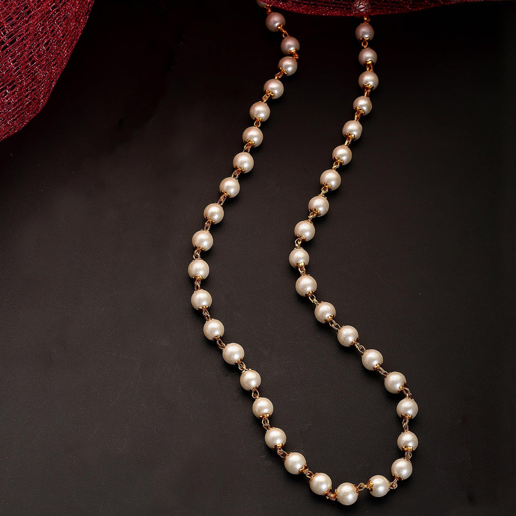 ZENEME Chain 26 Inch Fine Gold Plated Finish Handmade Work Multi-Pearl Jewellery For Women Girls Men (Design-1)