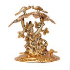 KridayKraft Radha Krishna Playing Flute Under Tree Idol Gold Antique Finish for Home,Office &Table Decorative Gift for Have House Warming, Birthday...