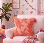 Furnistitchs Premium Decorative Throw Cushion Pillow Cover Boho Home Decor - Living Room Bedroom Couch Sofa Cushion Covers 16 inch x 16 inch (1, Peach Leaves)