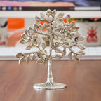 Metal Kalpavriksha Tree Showpiece Trees of Life - Home Decor - Gift for Good Luck Vastu and Fengshui - Best in Living Room Table Decoration with Antique Polish Silver