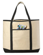 Heavy Duty Cotton Tote Bag 15oz Canvas Large Quality Shopping Tote 22 inch Durable Grocery Beach Bags Red/Natural