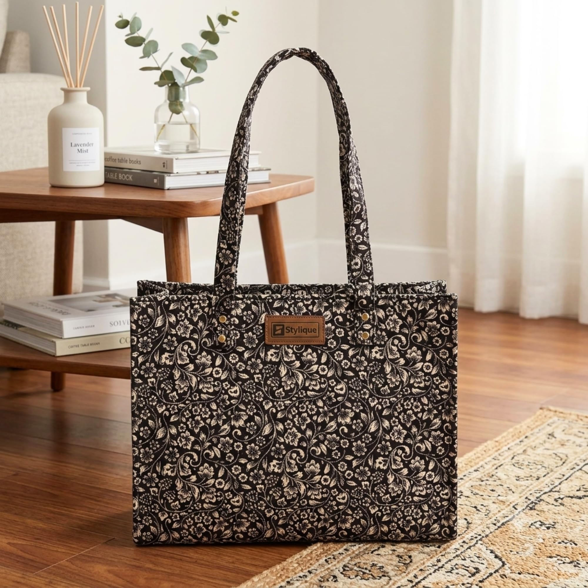 Stylique Jute Tote Bag for Women Stylish | Premium Cotton Canvas Shoulder Bag | Side Bag Ladies Tote | Woman Handbags Big Size for Work, College & Daily Use | College Travel Lunch Carry Bag