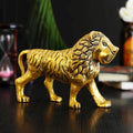 KridayKraft Metal Lion Showpiece Statue Gold Plated Fine Finishing and Decorative for Showcase Home Pooja,Durga Office & Table Desk Animal,Article,Feng Shui & Vastu Figurines,Gift.