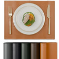 Encasa XO Faux Leather Dining Table Placemats, Water Repellent Tan Kafalo