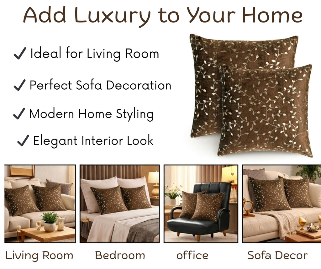 RD TREND® Premium Velvet Cushion Covers Set of 5 | Soft Decorative Throw Pillow Covers for Sofa, Bed & Living Room | Cushion Cover 18 inch x 18 inch (45x45 cm) Chocolate Brown