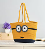 SAMAIR Minion Design Handmade Cotton Dori Tote Bag - Collectable & Reusable for Tote Women (Pack of 1) (A)