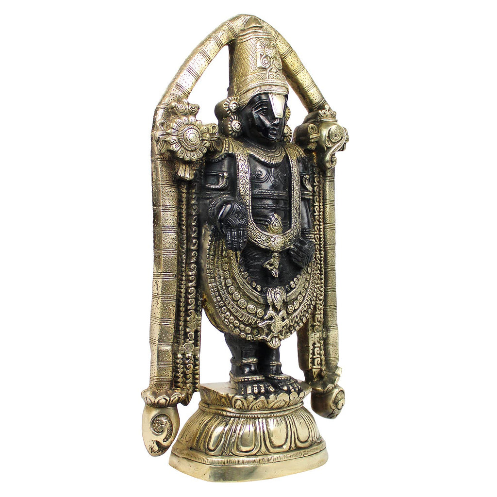 ARTVARKO Big Brass Lord Tirupati Blessing Balaji Statue God Venkateswara Incarnation of Vishnu Sculpture for Health Wealth Figurine Home Decor Height 23 Inches