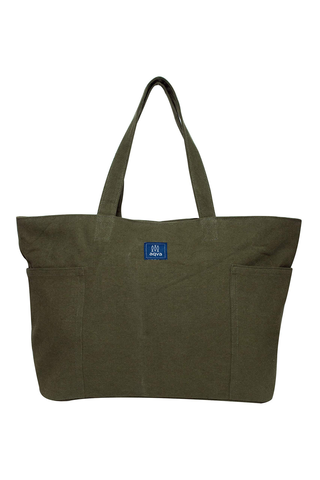 AQVA Handmade Eco Friendly Washed Cotton Canvas Tote Bag - Reusable Shoulder Bag with Top Zip Closure, Inner Zip Pocket - Large Cotton Canvas Handbag for Grocery, Gun Metal