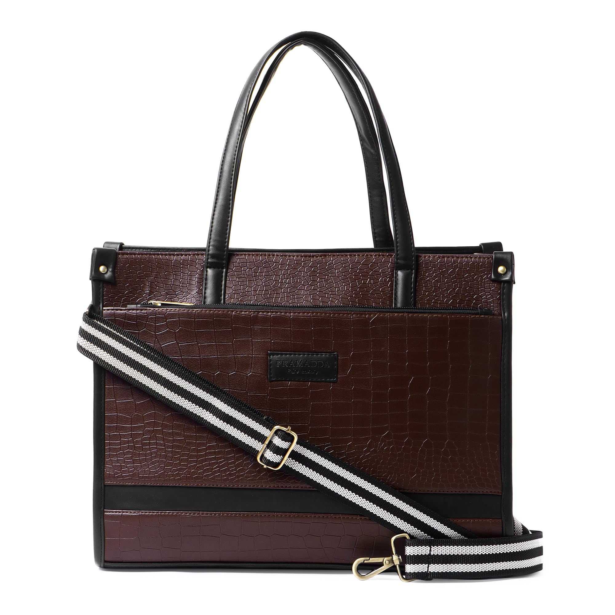 Pramadaa Pure Luxury Classic Madona Work Tote bags for women office use | hand bags for women's stylish | bags for women latest | Laptop Office Shoulder Handbag. (Mocha Brown)