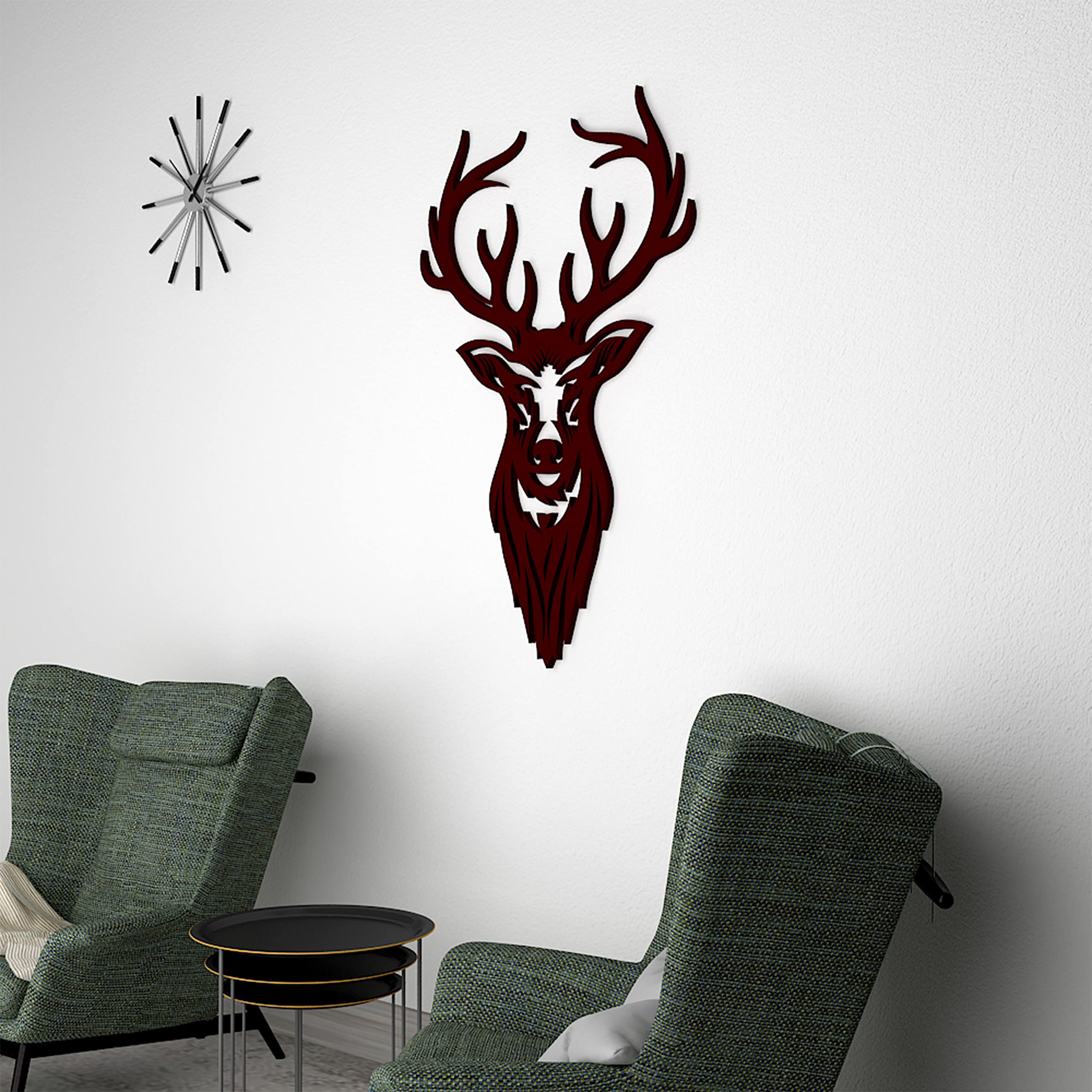 VIBECRAFTS Deer Head MDF Wooden Wall Hanger for Home Decor|Office|Gift (WHVC1Pcs1_50003)