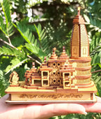 A & S VENTURES Pine Wood Ram Mandir Ayodhya Replica Ideal for Home Decor and Pooja