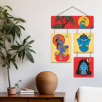Artvibes Hindu God Lord Krishna Ganesha Shiva Wall Hanging Home Decorative Wall Art | Spiritual Decor Items | Painting Wall Decor | Wall Illustrations | Art Print | Art For Wall | Gift Item (WH_6547N)