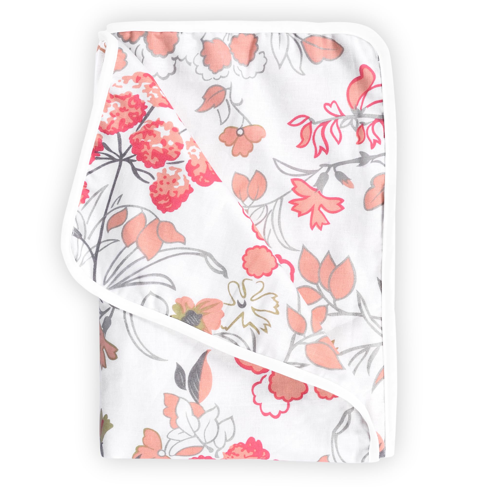 Divine Casa Floret 100% Cotton Single Kids Dohar | 120 GSM | Soft & Lightweight Throw Blanket | Cozy & Breathable Bedding | All-Season Comfort | 140 x 100 CM, Floral Blush Kafalo