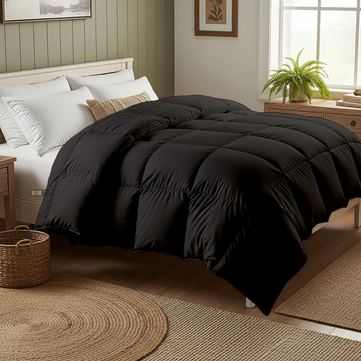 Day Care® Cloud Loom 600 GSM Filling Microfiber Comforter | Ultra Warm Heavy Winter Quilt Blanket Rajai | Soft, Fluffy & Hypoallergenic Bedding | 60x90 Single Bed - Black Kafalo
