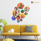 Artvibes Indian Diverse Culture Hexagon Shape MDF Wooden Wall Decor Items | Wall Sculpture | Signs & Plaques | Handcrafted Art | Artwork | Aesthetic Wooden Decor | Unique Gift (WPS_221N), Set of 13