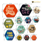 Artvibes Find Your Purpose Hexagon Shape MDF Wooden Wall Decor Items | Quotes Decor Item | Motivational Wall Decor | Wall Accent | Gift Items | Office Wall Decoration Items (WPS_227N), Set of 13