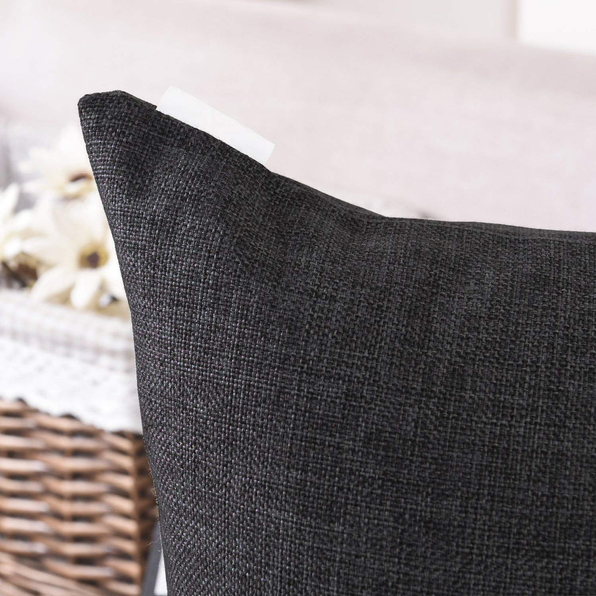 Khooti Jute Cushion Cover | 22x22 | Dark Grey | Set of 2 | Throw Pillow Cover for Couches, Chairs, Sofas, Beds, Coffee Tables, Living Rooms, Bedrooms, Modern Boho Design
