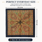 RiddhiInfotech Uttarakhand Pahadi Printed Square Scarf for Women | 26 x 26 Inch Traditional Head Scarf | Vintage Hair Wrap, Bandana, Neck Scarf & Stylish Fashion Accessory | Multicolour