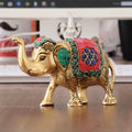 KridayKraft Metal Elephant Medium Size with Stone Work for Showpiece Enhance Your Home,Office & Table and Gift for Have House Warming Anniversaries, Birthday..