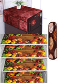 REVEXO Kitchen Combo Fridge Top Cover, 2 Piece Fridge Handle Cover, 4 Pcs Fridge Mats, (Set of 6 Piece) rev-026 Kafalo