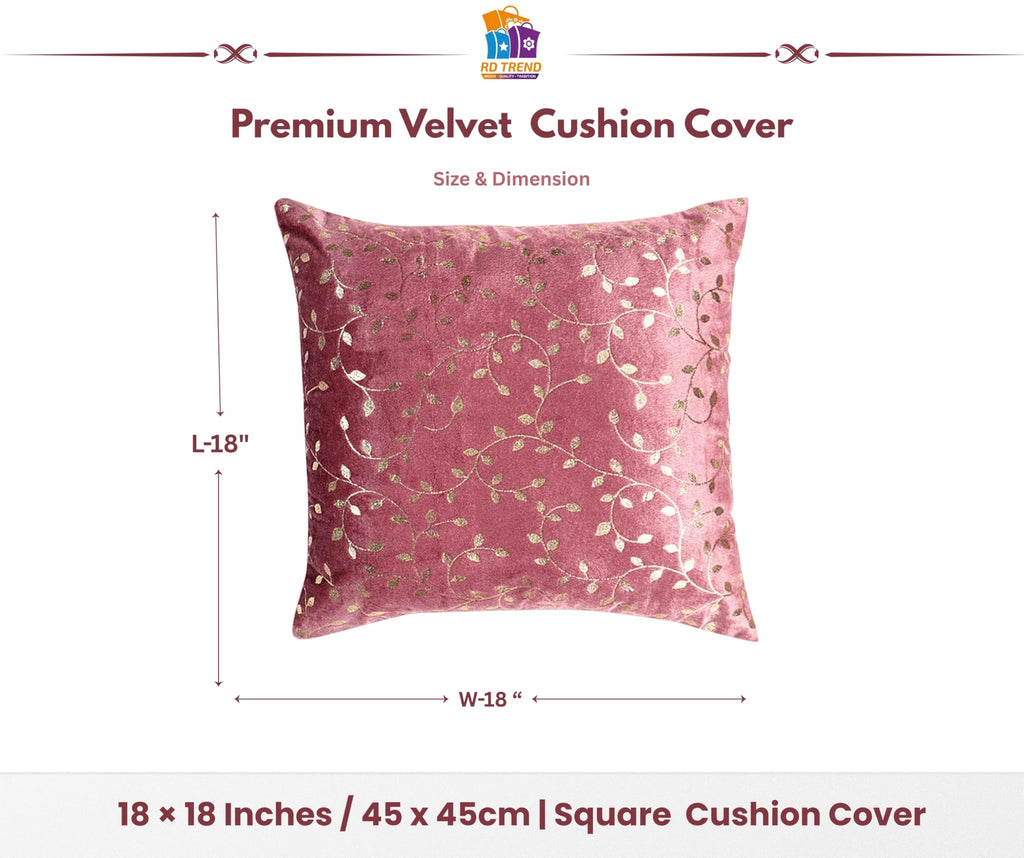 RD TREND® Premium Velvet Cushion Covers Set of 5 | Soft Decorative Throw Pillow Covers for Sofa, Bed & Living Room | Cushion Cover 18 inch x 18 inch (45x45 cm) Dusty Rose