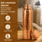 Copprix Copper Water Bottle 1 Ltr | Copper Bottle for Men & Women | 100% Pure Copper | BPA Free & Leak Proof | Easy to Carry | Suitable for Yoga, School & Office | Best for Gifting (Hammered)
