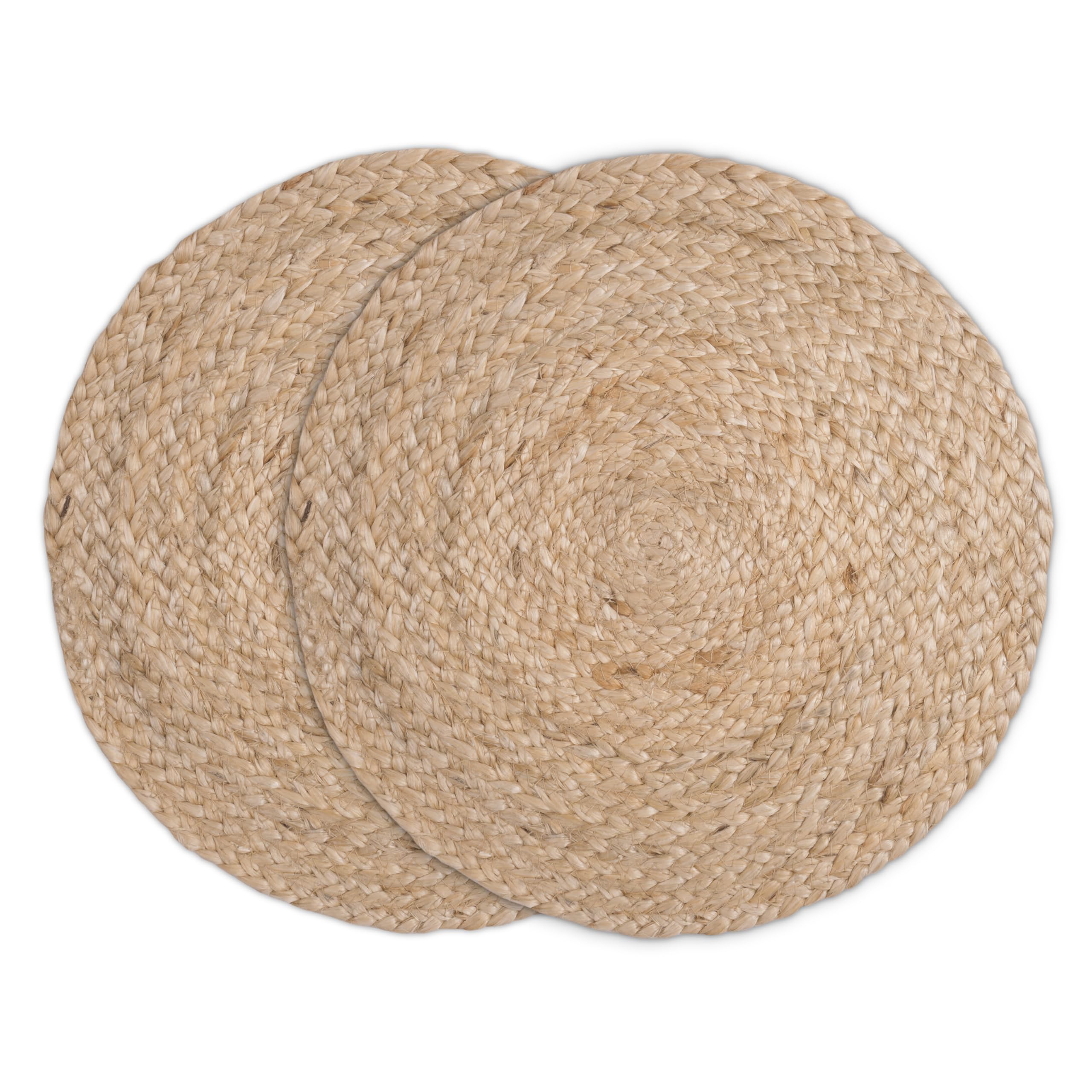 Encasa XO Handwoven Round Jute Dining Table Mats, Heat Resistant Natural Kafalo