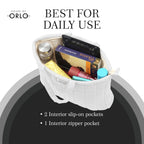 HOUSE OF ORLO Premium Cotton Waffle Quilted Tote Bag, Large Spacious Handbag for College, Office, Work, Travel, Shopping & Daily Use - White