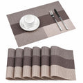 OXSAM Placemats, Heat Insulation Non-Slip Vinyl mats, Stain-Resistant Tablemats for Home and café Dining Table Décor (Brown Cream Pattern, Pack of 8) Kafalo