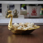 KridayKraft Hand Crafted Metal Duck Wing Shape Dryfruits Tray Perfect for Home Centre Table Serving Dry Fruits & Fruits (Golden, Pack of 1)