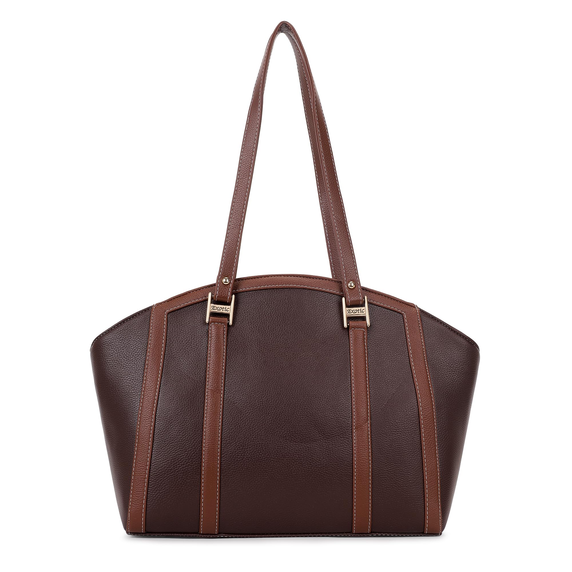 EXOTIC Shoulder Handbag for Women, Classic Fashion Design with Contrast Stitching (Brown)