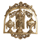 ARTVARKO Brass Lord Tirupati Balaji Lord Sri Venkateswara Balaji with Shankh Chakra Namah Wall Hanging Idol Showpiece Home Décor 13 Inch