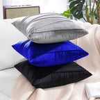 Khooti Velvet Striped Cushion Cover Pack of 1-20X20/51X51 Cm | Royal Blue | Soft Pillow Covers Cushion Case for Sofa Bedroom Living Room Chair Car, Cushion Cover with Zig Zag Pattern