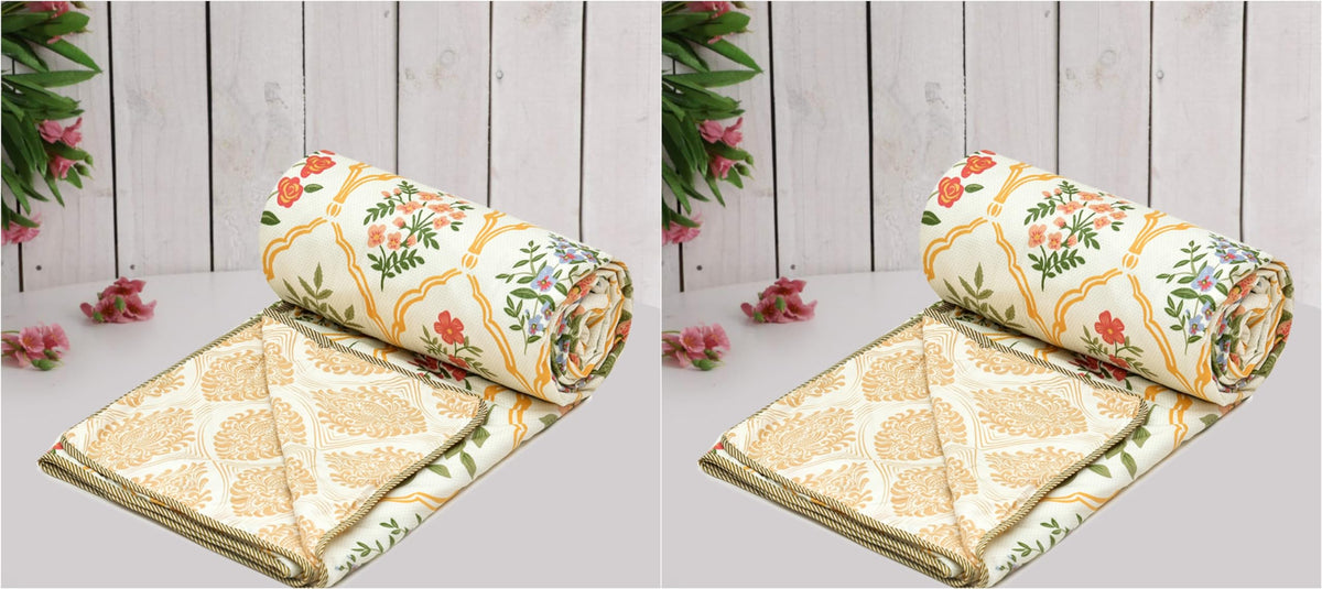 COZY FURNISH Super Soft Brushed Microfiber Cotton 3 Layer Breathable Set of 2 Single Dohar Lightweight Warm Bed Dohar 57X87(Inches) 144X220(CM) All-Weather 120 GSM AC Dohar Blanket Kafalo