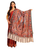 Pashmoda Women Rangrez Rangkalam 100% Pure Wool Fabric Kalamkari Embroidered Shawl (Size: 40x80in, 101x203cm) KAS23