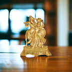 KridayKraft Aluminium Gold Plated Radha Krishna Idol Statue Showpiece - Decoration Items for Home Decor Living Room Mandir Temple Pooja Room Table Top Office