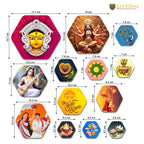 Artvibes Hindu Goddess Hexagon Shape MDF Wooden Wall Decor Items | Spiritual Decor Items | Wall Sculpture | Signs & Plaques | Painting| Stylish Modern Decor Item | Gift Items (WPS_226N), Set of 13