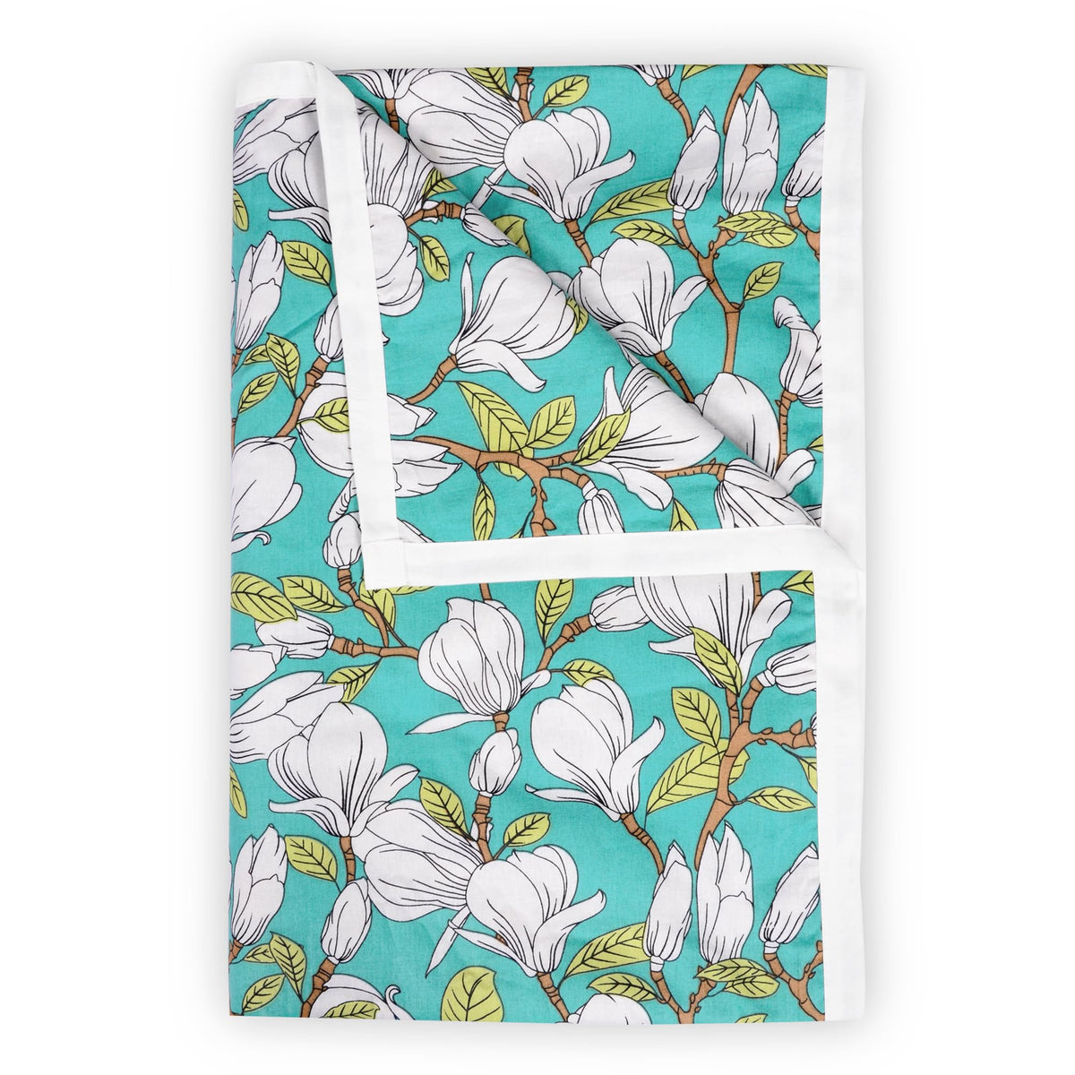 Divine Casa Floret 100% Cotton Single Dohar | 120 GSM | Soft & Lightweight Throw Blanket | Cozy & Breathable Bedding | All-Season Comfort | 210 x 140 CM, Meadow Green Kafalo