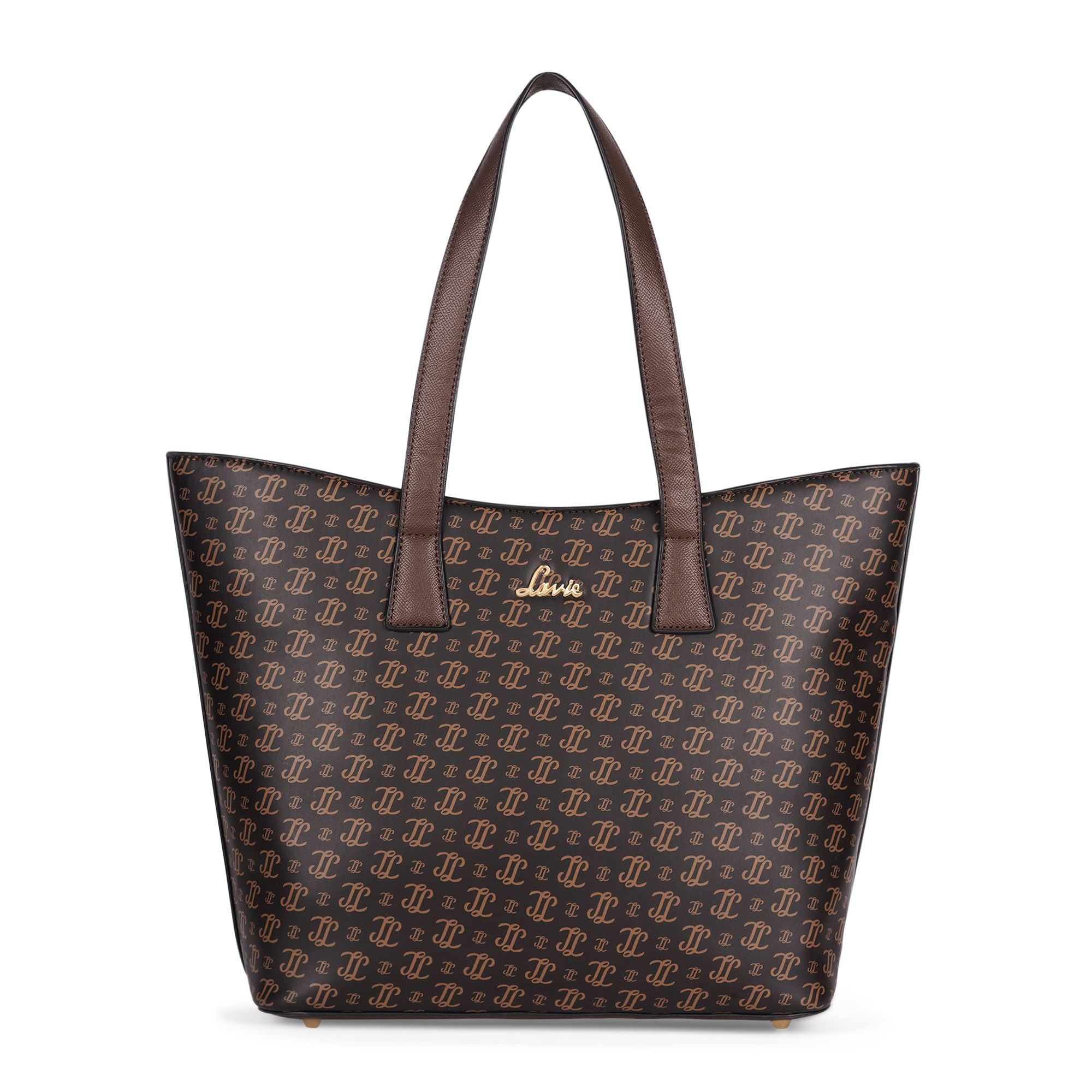 Lavie Mono LL Harper Tote Bag For Women | Tote Handbag For Work | Ladies Purse | Stylish Shoulder Bag | Gift, Brown