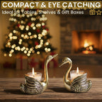 RAYLUXE Gold Aluminium Swan Pair Candle Holder for Good Luck | Wedding, Anniversary & Valentine’s Day Gift for Couples | Feng Shui Love Showpiece for Home Decor (Glass & Candles Not Included)